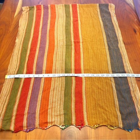 Vintage Colorful Artsy Soft Boho Festival Hippie Multicolored Soft Winter Scarf. - Picture 5 of 10